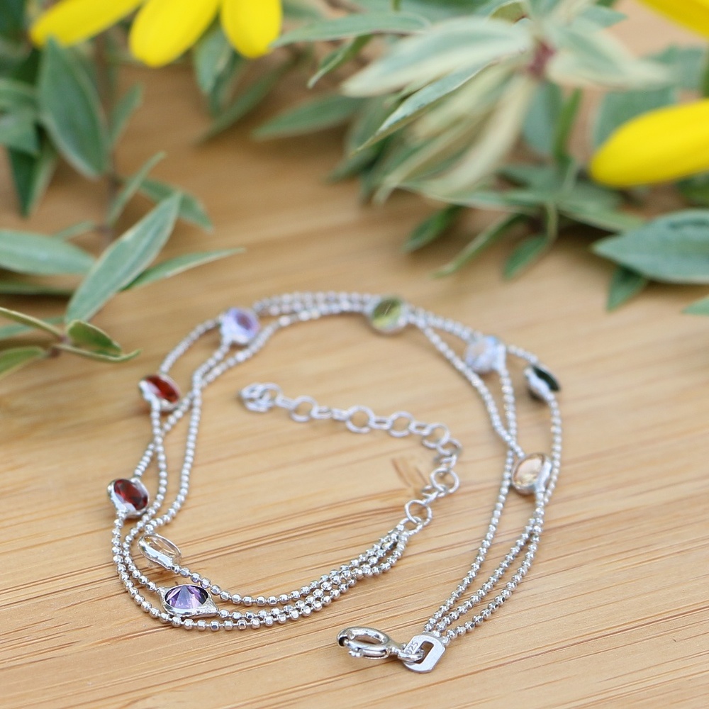 Sterling Silver Multi-Color Cubic Zirconia Stones - Picture 2 of 6